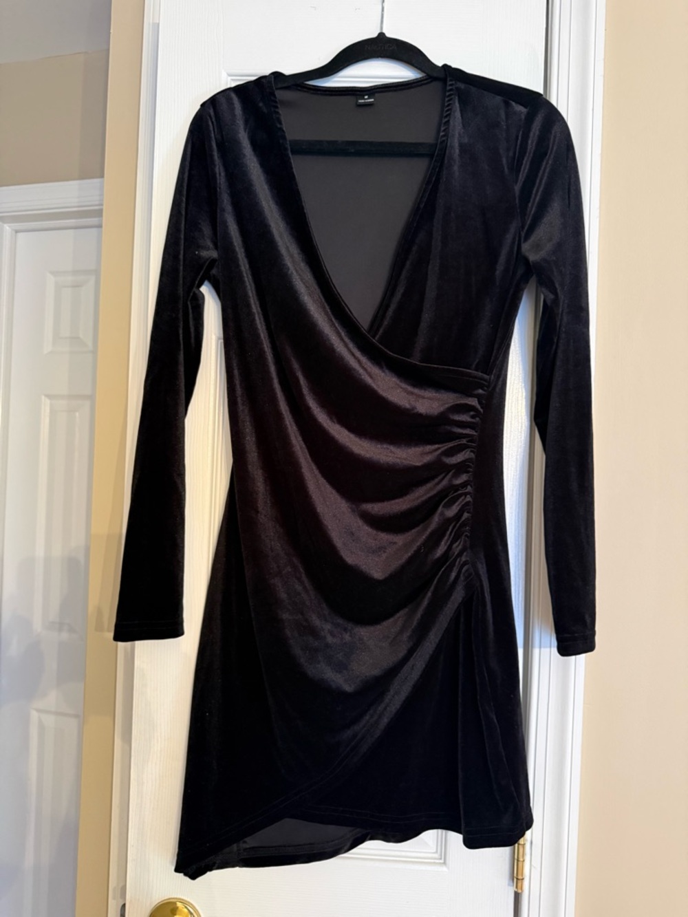 Women’s Black Velvet Wrap-Style Dress